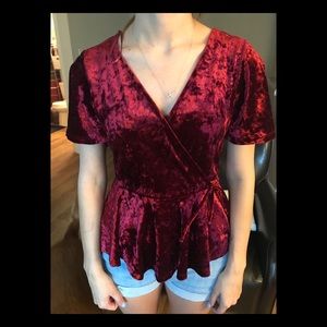 Velvet Peplum Blouse